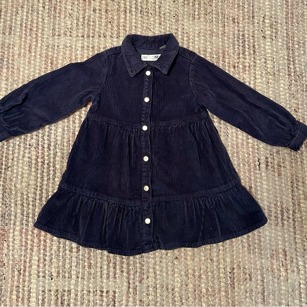 Zara Dark Blue Corduroy dress snap buttons
